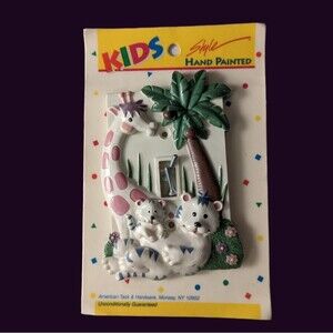 NWT Deadstock Vintage Handpainted Light Switch Cover for Kids- Jungle Animals